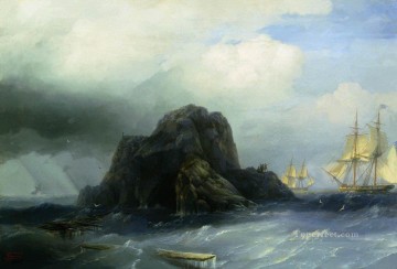 rocky island 1855 1 Romantic Ivan Aivazovsky Russian Oil Paintings